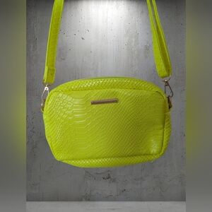 SHEIN Neon Yellow Faux-Snakeskin Crossbody Bag